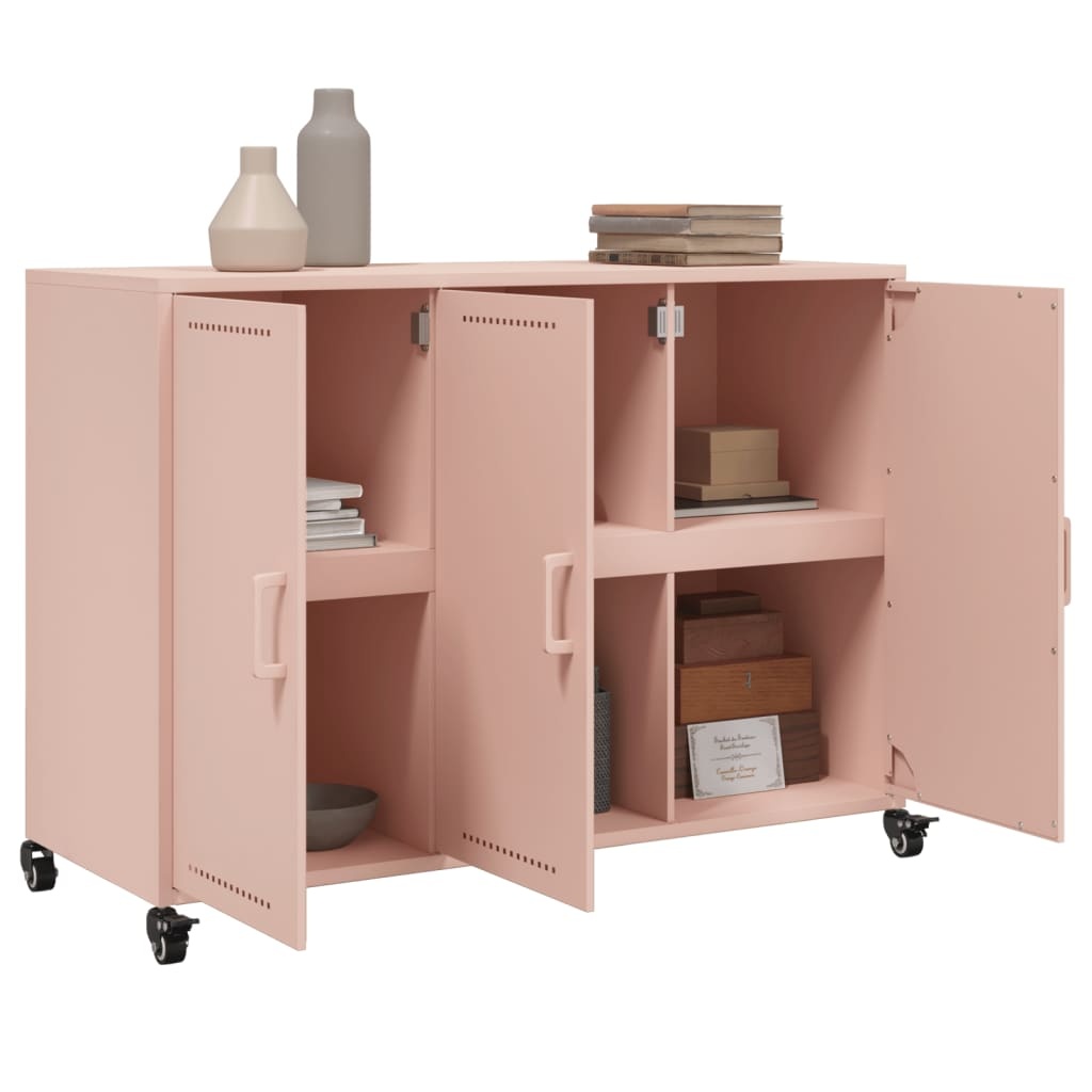 VidaXL Dressoir 100,5x39x72 cm koudgewalst staal roze