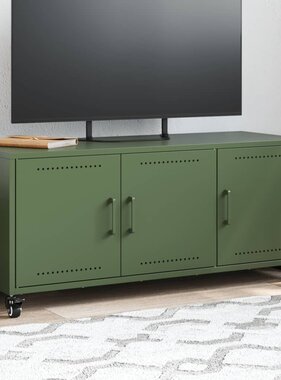 VidaXL Tv-meubel 100,5x39x43,5 cm koudgewalst staal olijfgroen