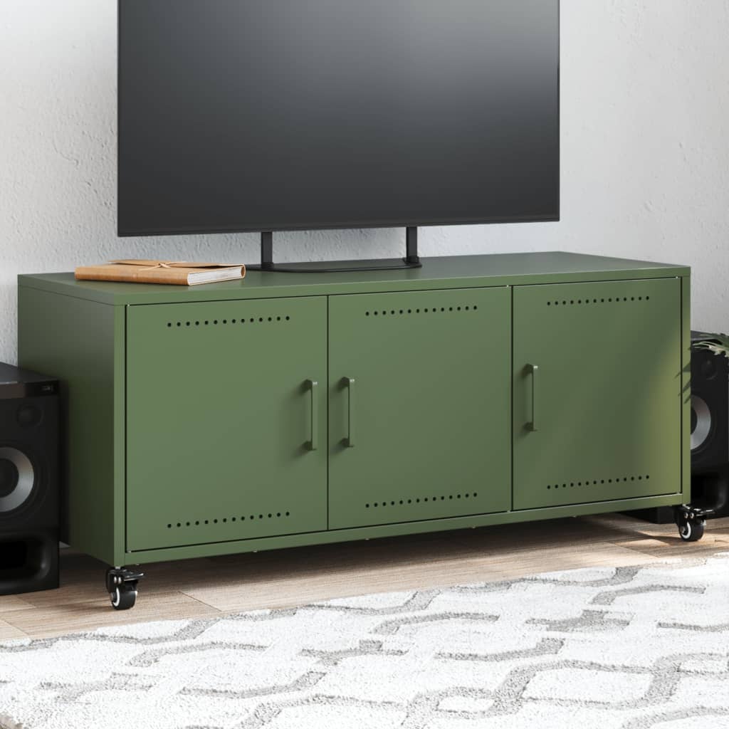 VidaXL Tv-meubel 100,5x39x43,5 cm koudgewalst staal olijfgroen