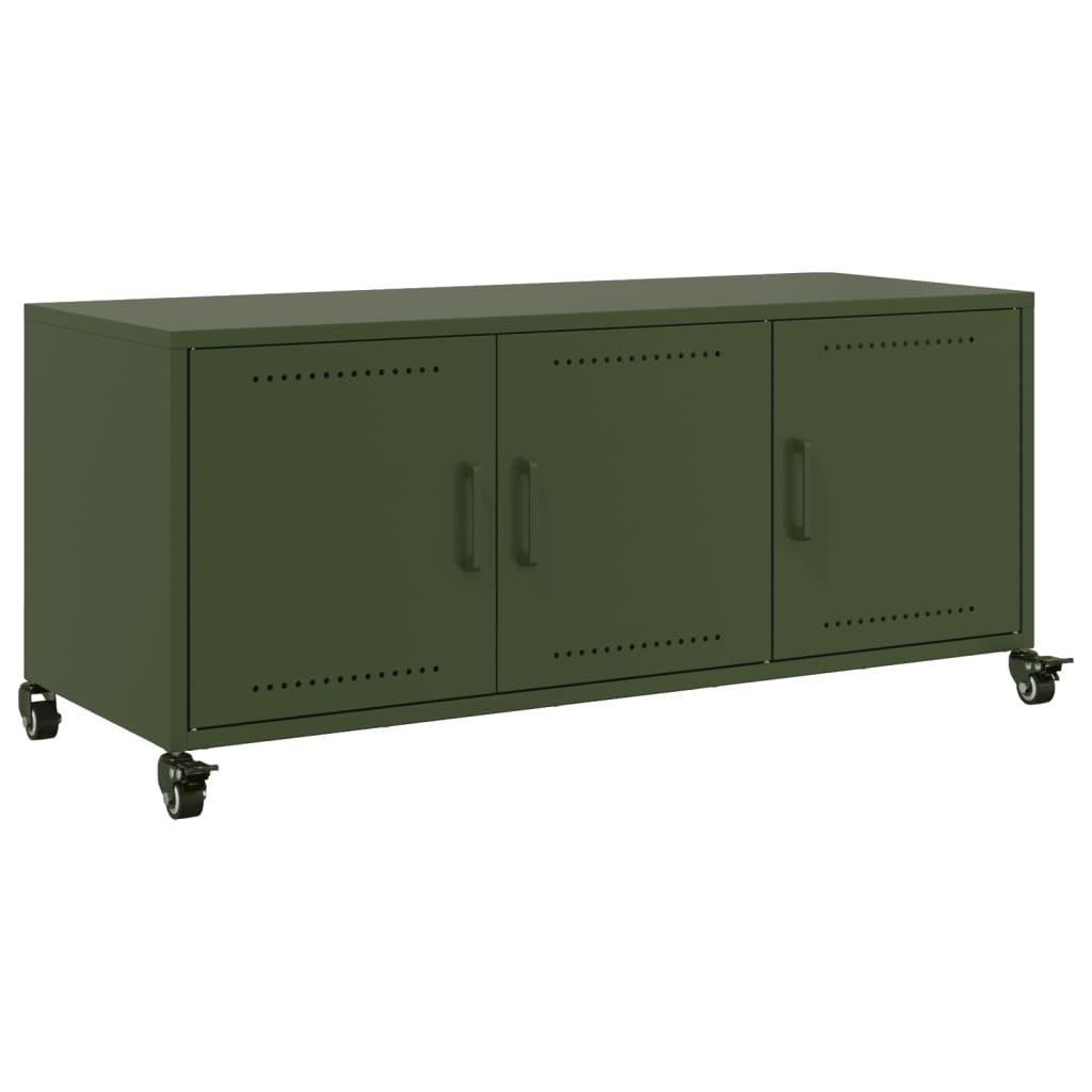 VidaXL Tv-meubel 100,5x39x43,5 cm koudgewalst staal olijfgroen