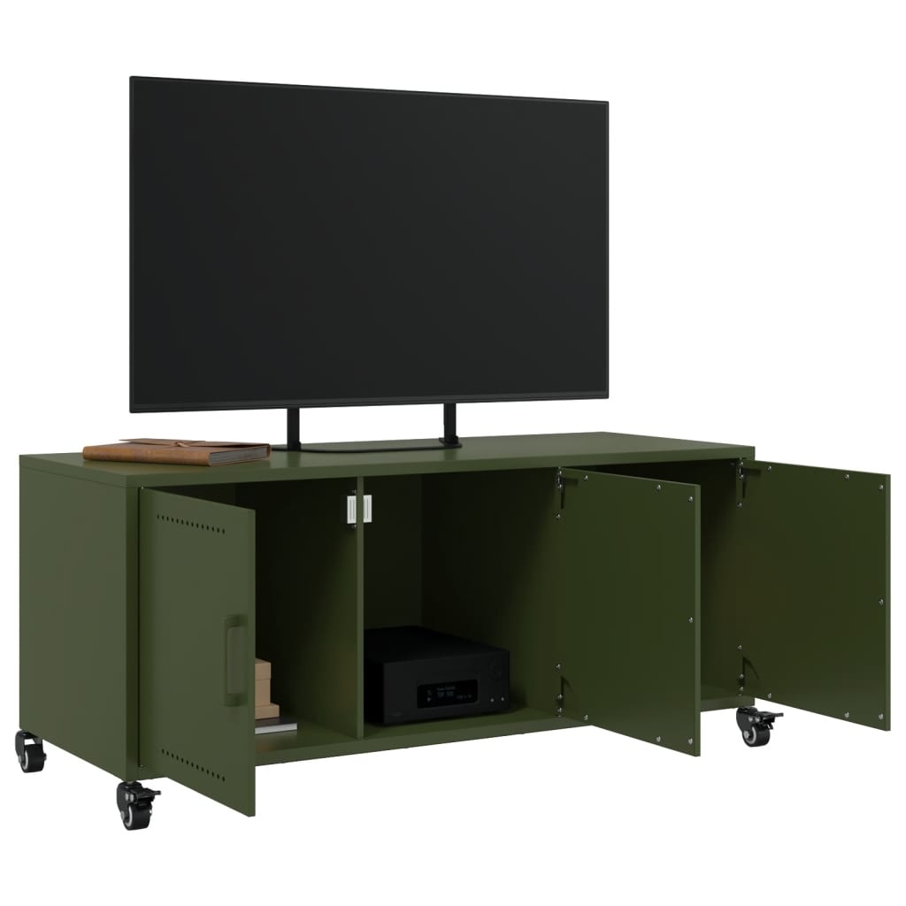 VidaXL Tv-meubel 100,5x39x43,5 cm koudgewalst staal olijfgroen