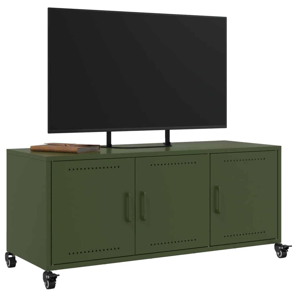 VidaXL Tv-meubel 100,5x39x43,5 cm koudgewalst staal olijfgroen