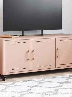 VidaXL Tv-meubel 100,5x39x43,5 cm koudgewalst staal roze