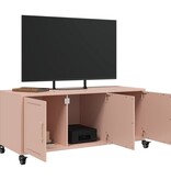 VidaXL Tv-meubel 100,5x39x43,5 cm koudgewalst staal roze