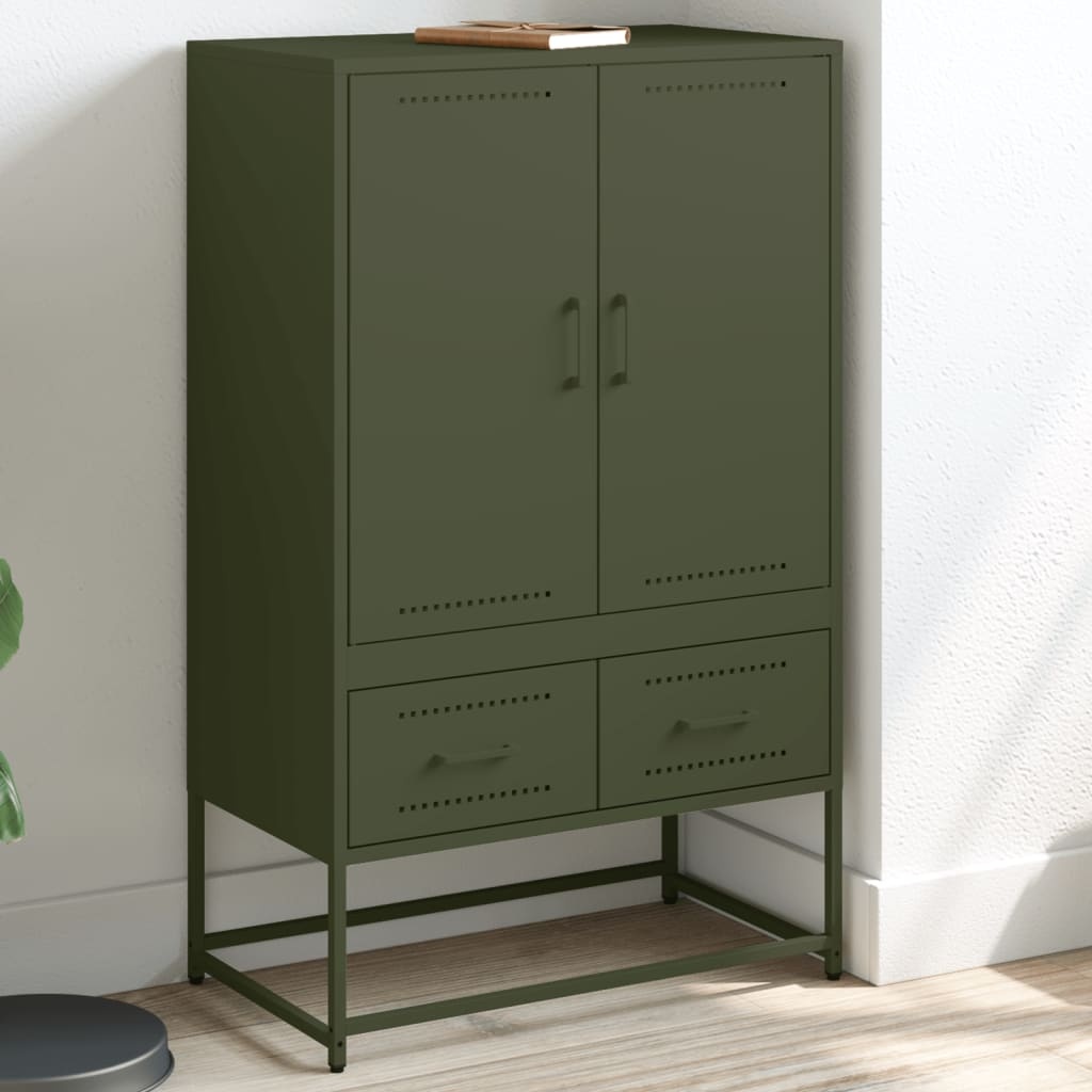 VidaXL Hoge kast 68x39x111,5 cm koudgewalst staal olijfgroen