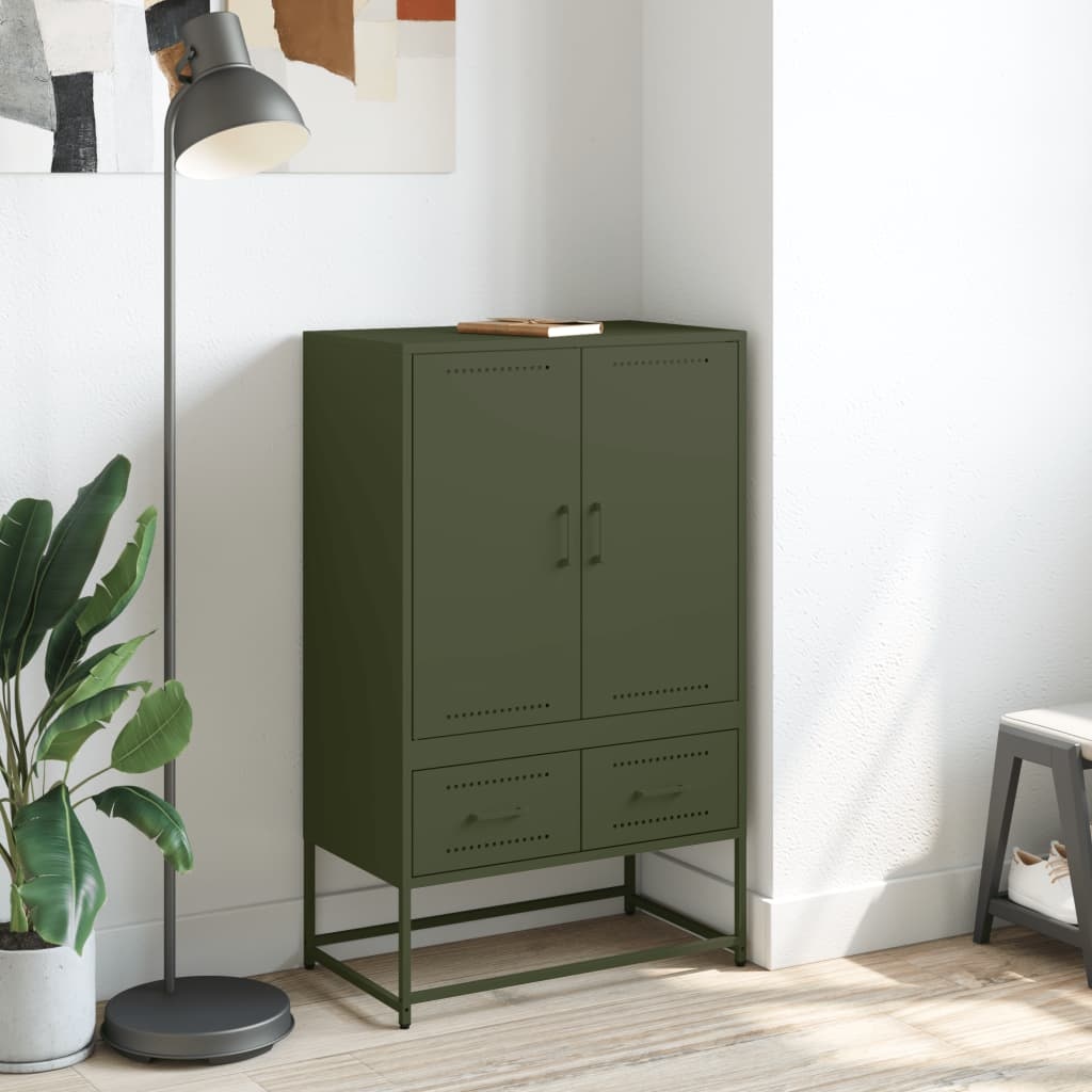 VidaXL Hoge kast 68x39x111,5 cm koudgewalst staal olijfgroen