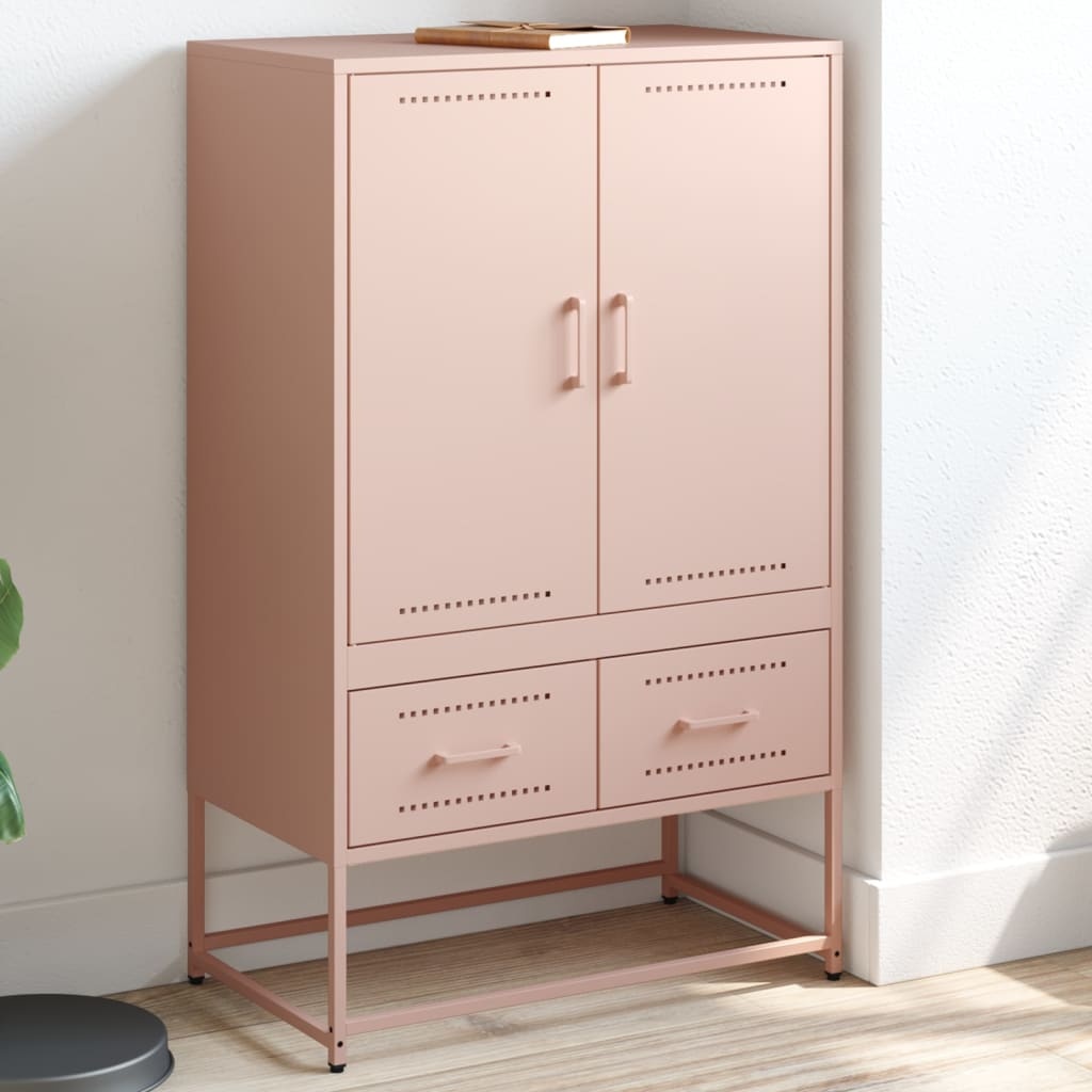 VidaXL Hoge kast 68x39x111,5 cm koudgewalst staal roze