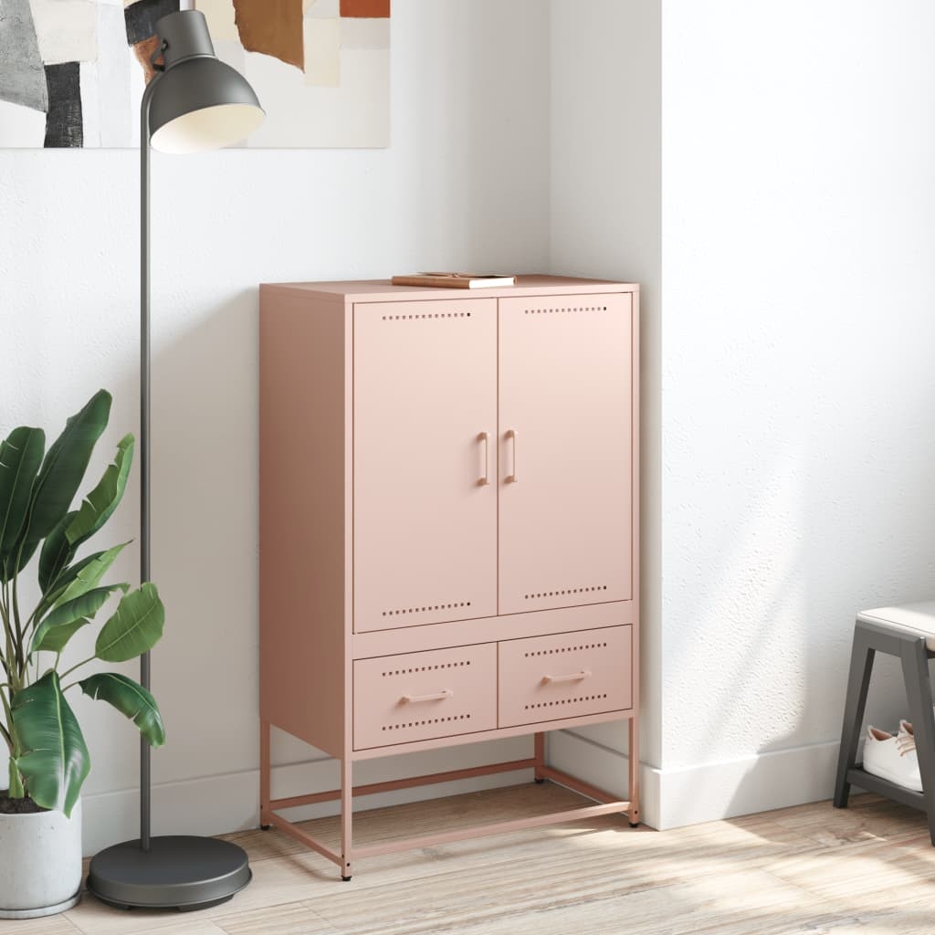 VidaXL Hoge kast 68x39x111,5 cm koudgewalst staal roze