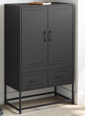 VidaXL Hoge kast 68x39x111,5 cm koudgewalst staal zwart