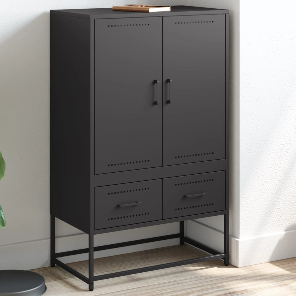 VidaXL Hoge kast 68x39x111,5 cm koudgewalst staal zwart