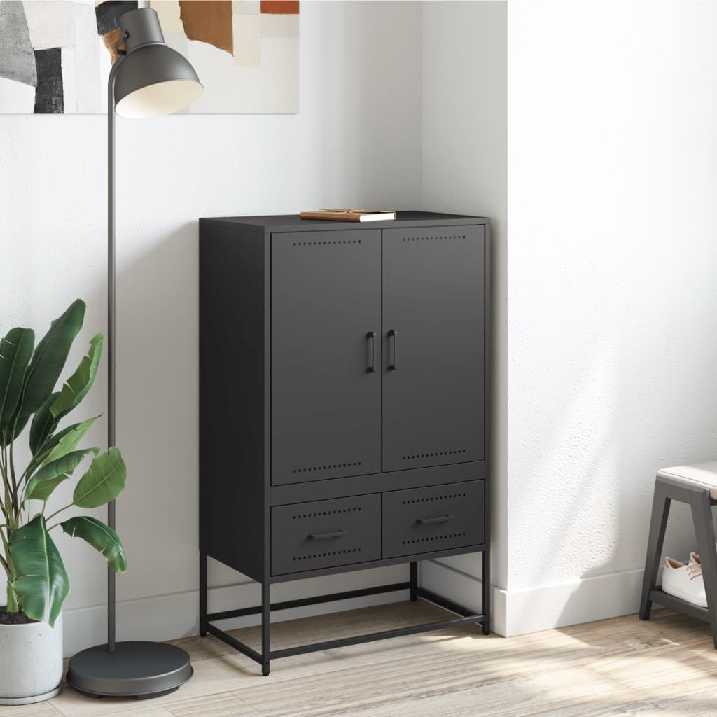 VidaXL Hoge kast 68x39x111,5 cm koudgewalst staal zwart