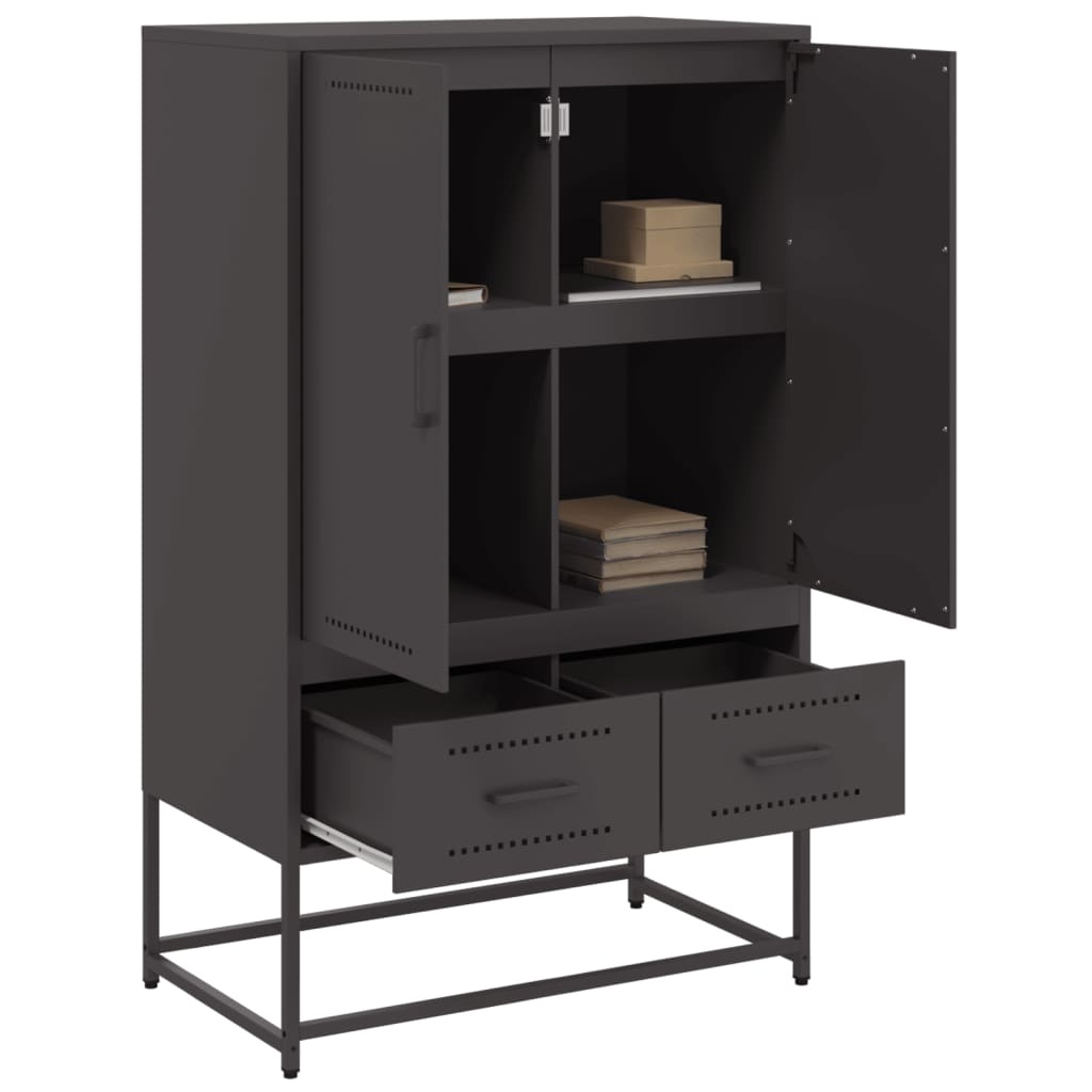 VidaXL Hoge kast 68x39x111,5 cm koudgewalst staal zwart