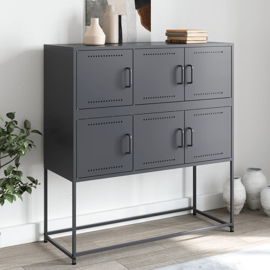 VidaXL Dressoir 100,5x39x107 cm koudgewalst staal antracietkleurig