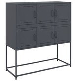 VidaXL Dressoir 100,5x39x107 cm koudgewalst staal antracietkleurig