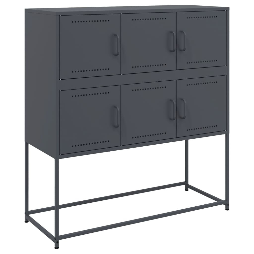 VidaXL Dressoir 100,5x39x107 cm koudgewalst staal antracietkleurig