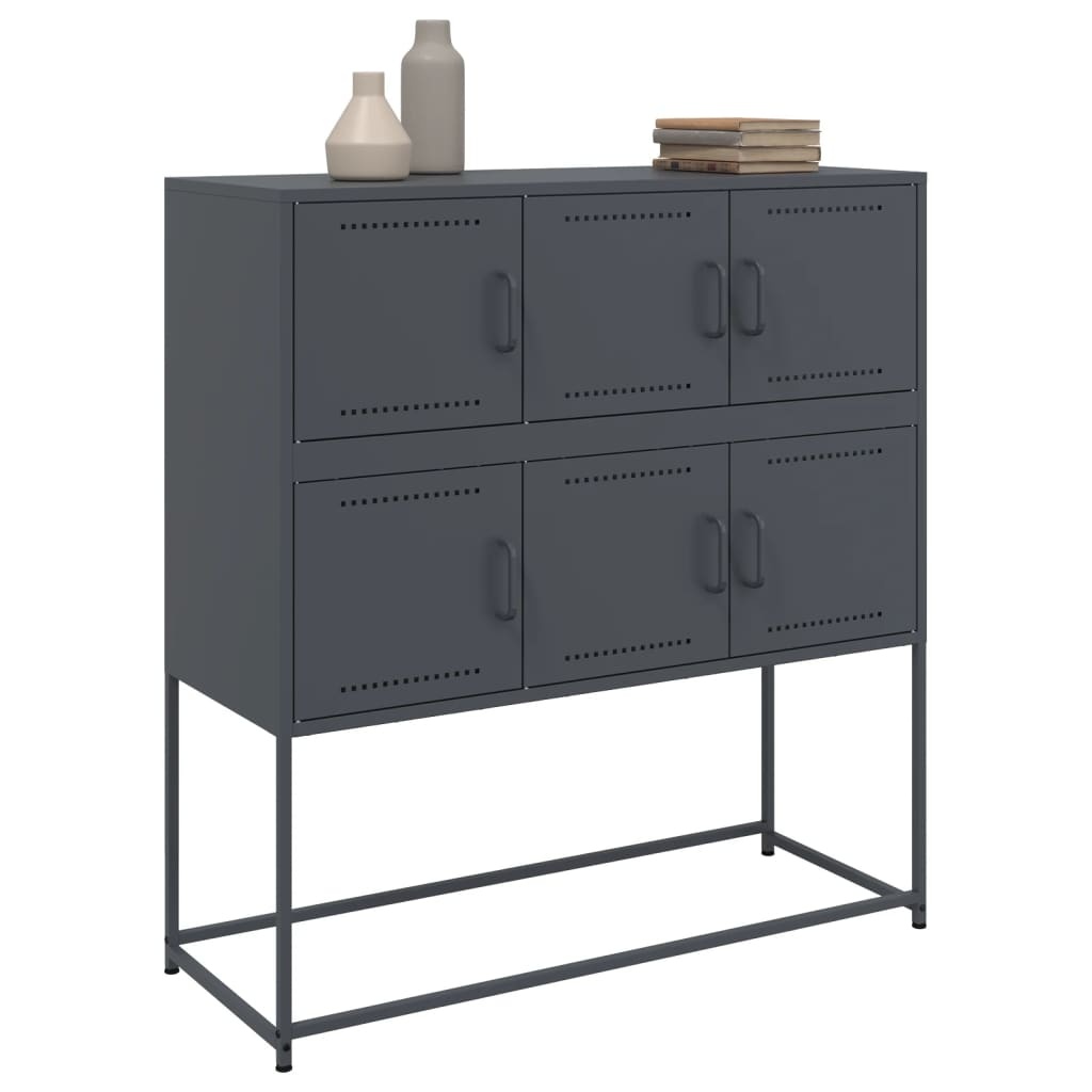 VidaXL Dressoir 100,5x39x107 cm koudgewalst staal antracietkleurig