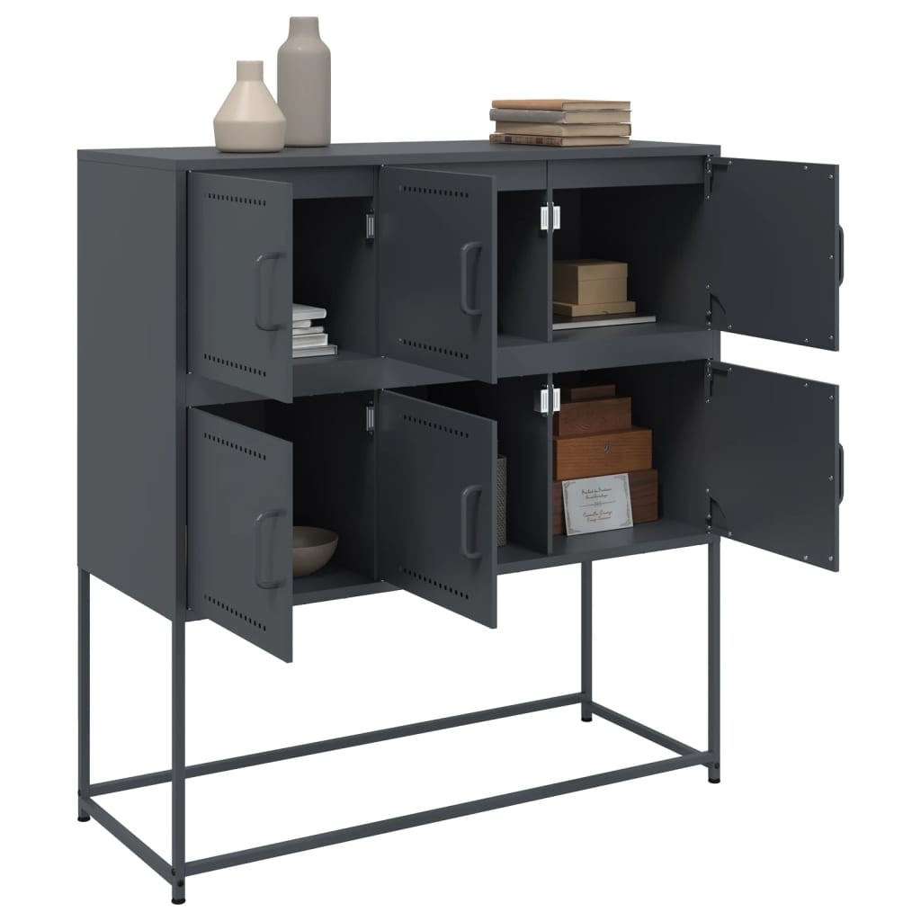 VidaXL Dressoir 100,5x39x107 cm koudgewalst staal antracietkleurig