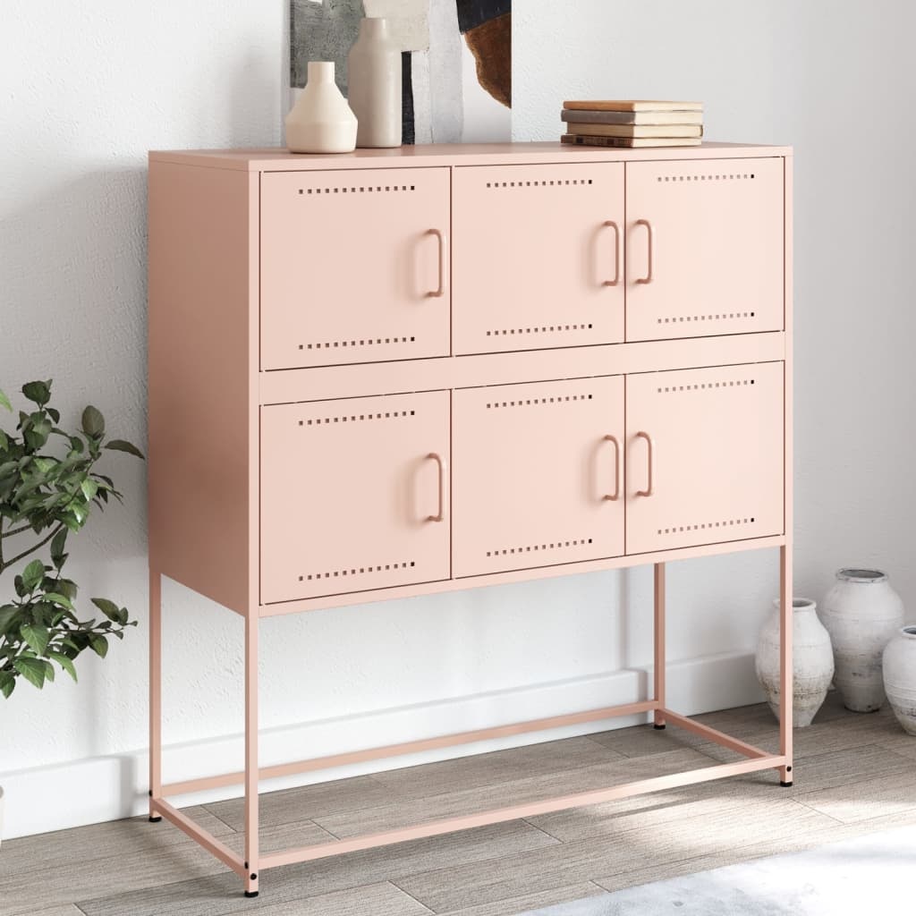 VidaXL Dressoir 100,5x39x107 cm koudgewalst staal roze