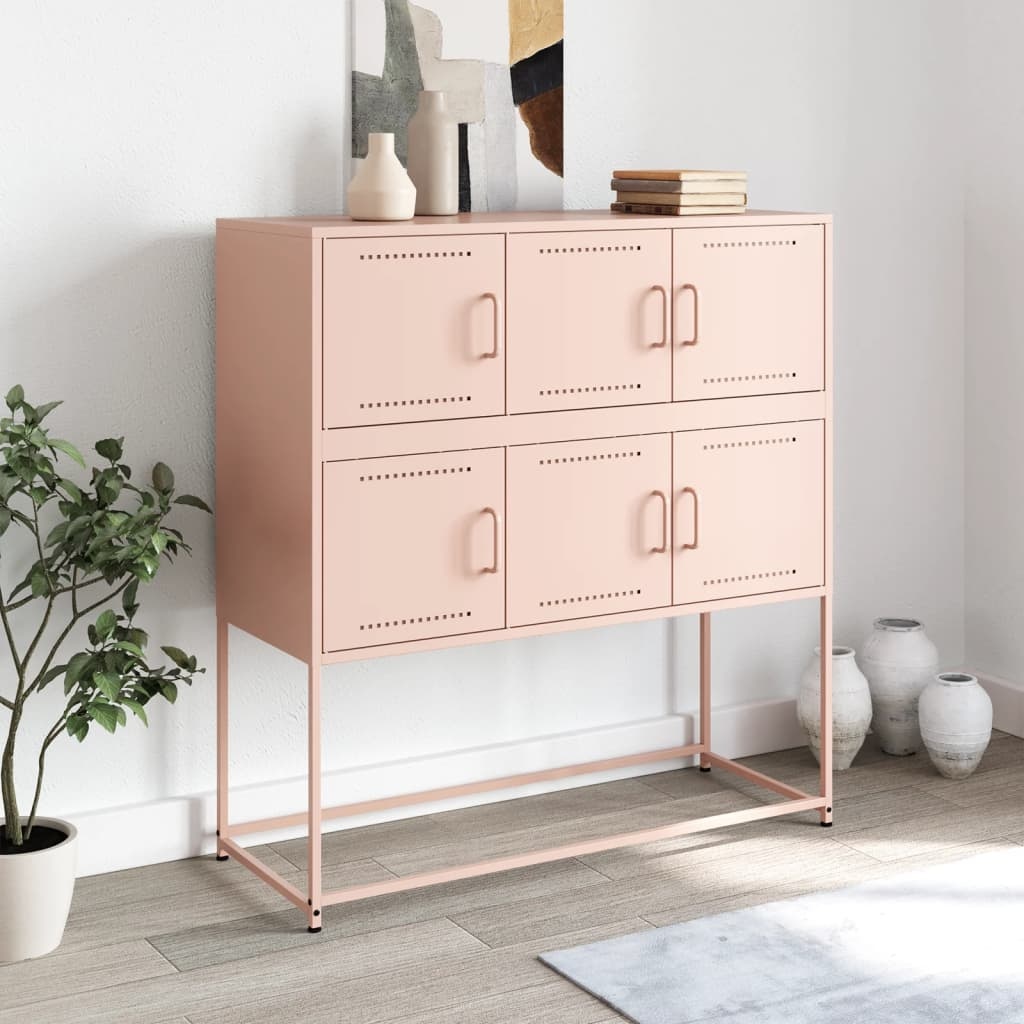 VidaXL Dressoir 100,5x39x107 cm koudgewalst staal roze