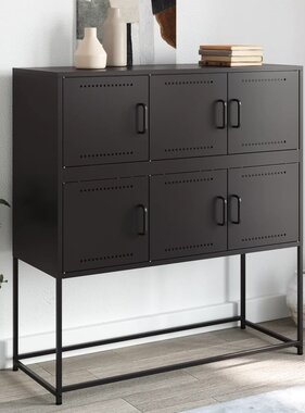 VidaXL Dressoir 100,5x39x107 cm koudgewalst staal zwart