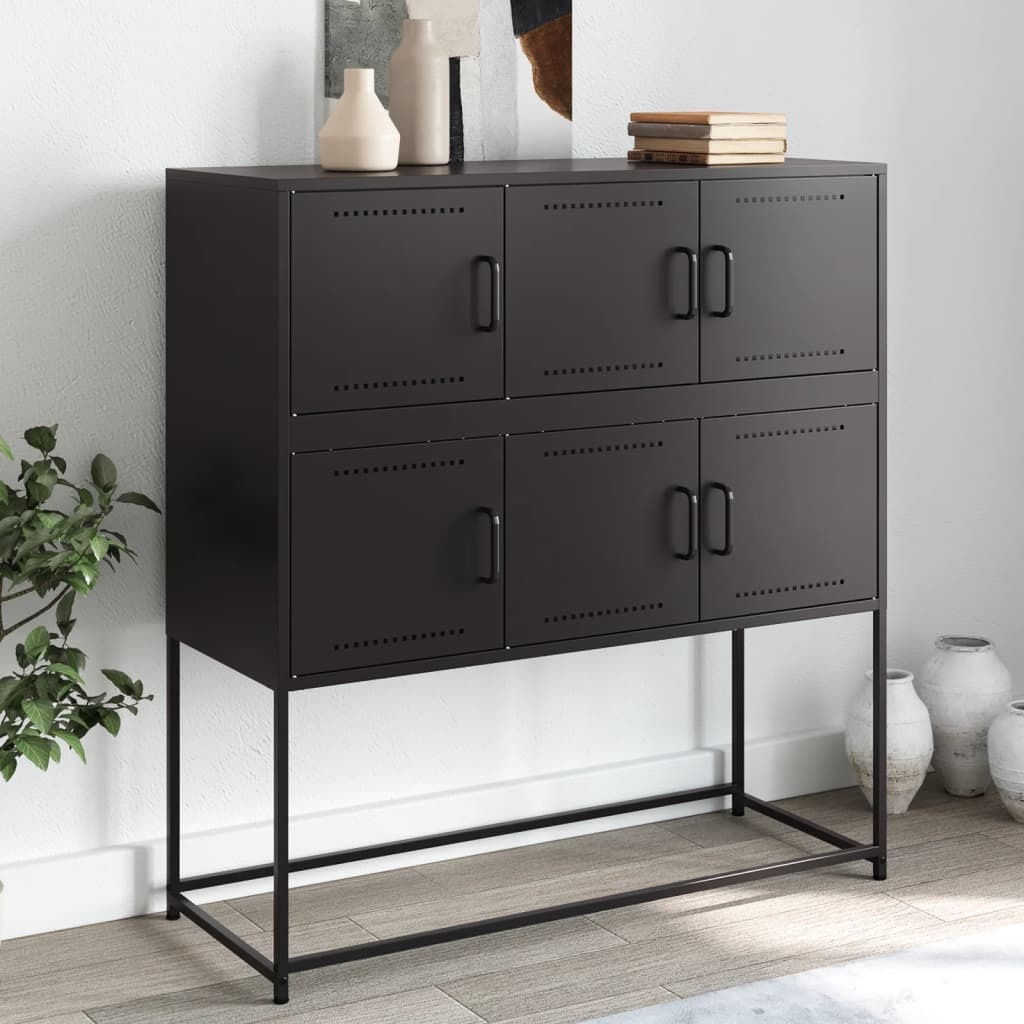 VidaXL Dressoir 100,5x39x107 cm koudgewalst staal zwart