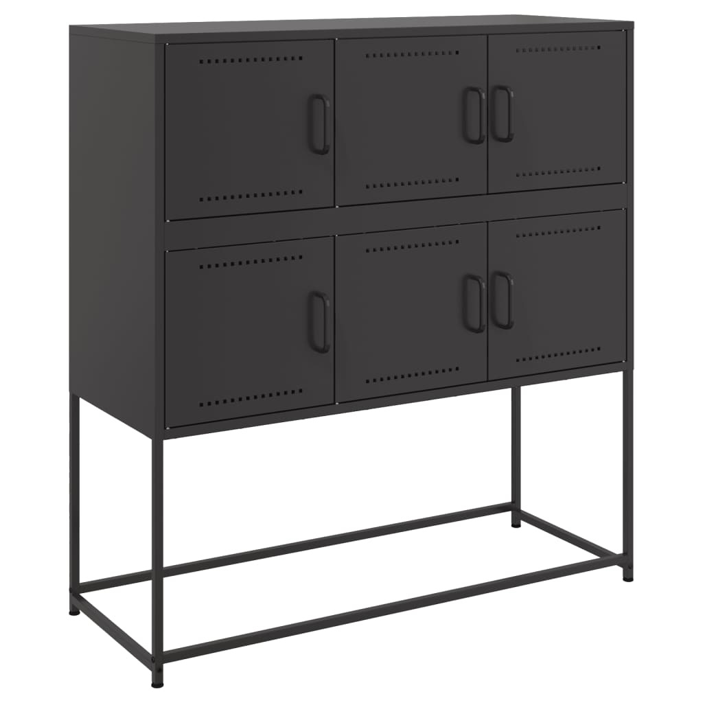 VidaXL Dressoir 100,5x39x107 cm koudgewalst staal zwart