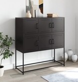 VidaXL Dressoir 100,5x39x107 cm koudgewalst staal zwart