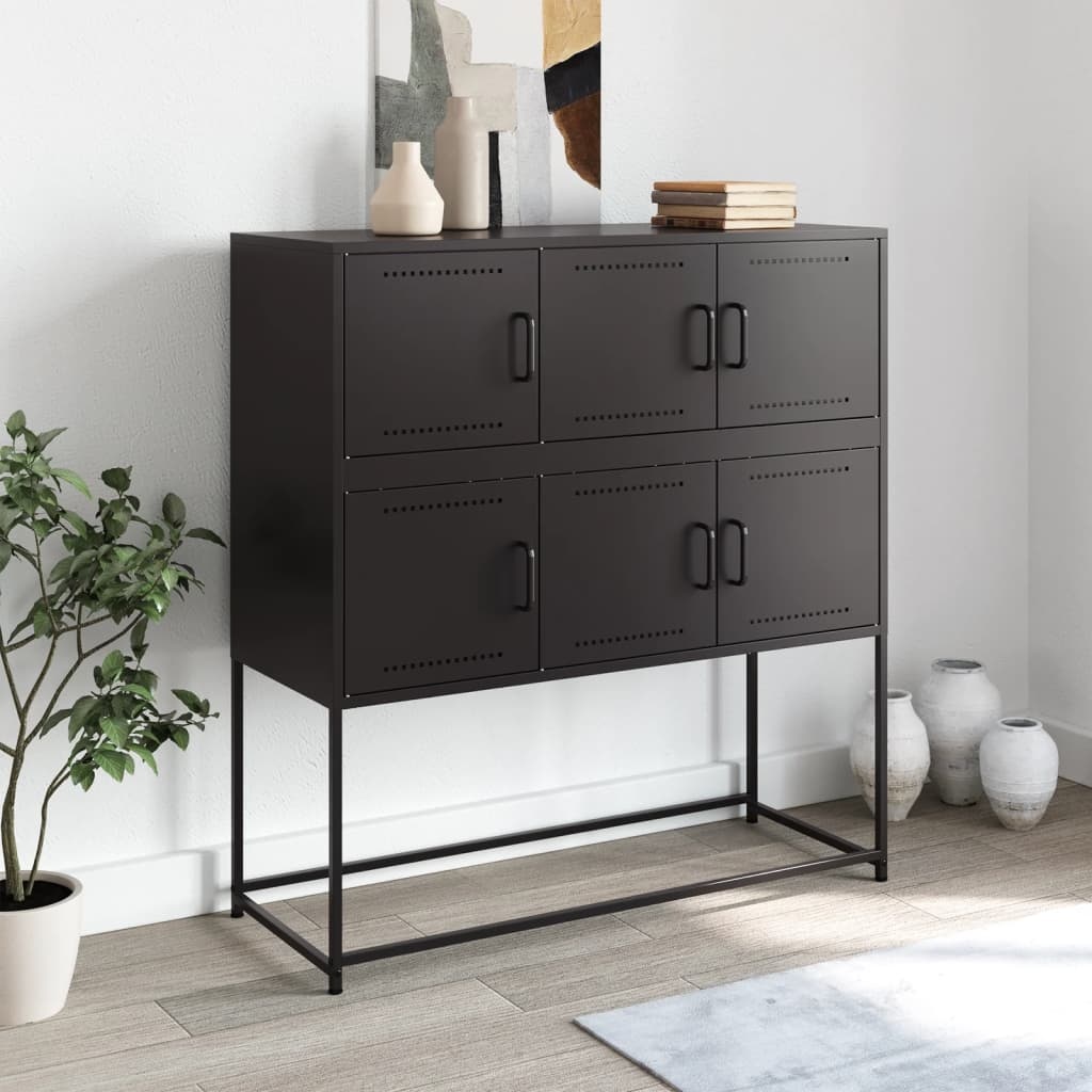 VidaXL Dressoir 100,5x39x107 cm koudgewalst staal zwart