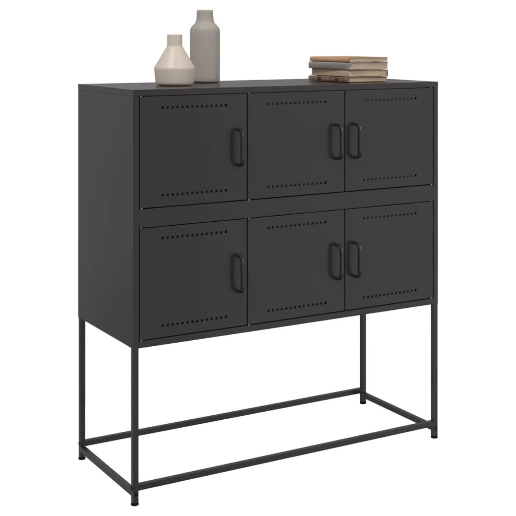 VidaXL Dressoir 100,5x39x107 cm koudgewalst staal zwart