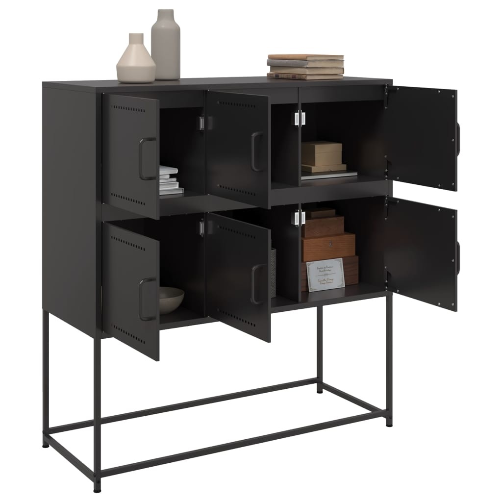 VidaXL Dressoir 100,5x39x107 cm koudgewalst staal zwart