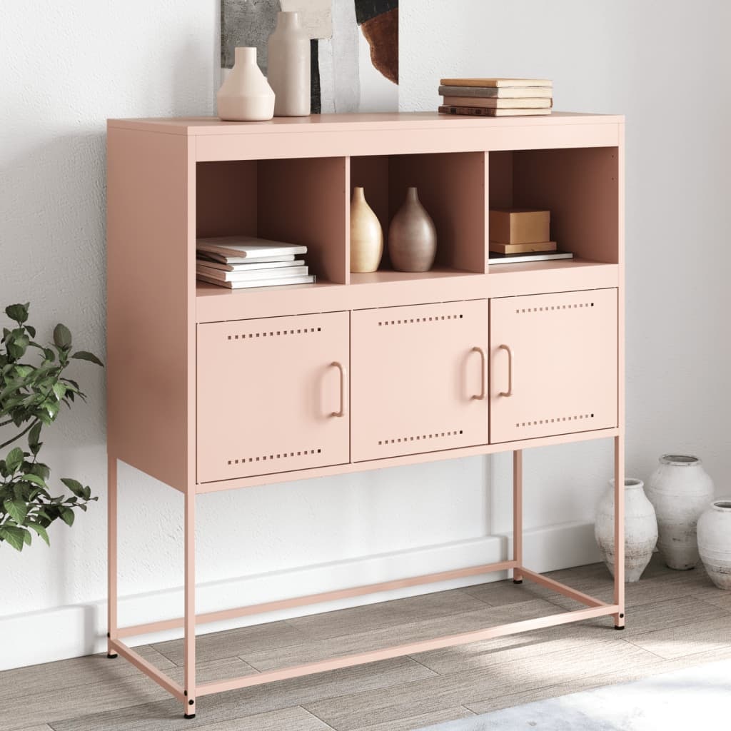 VidaXL Dressoir 100,5x39x107 cm koudgewalst staal roze