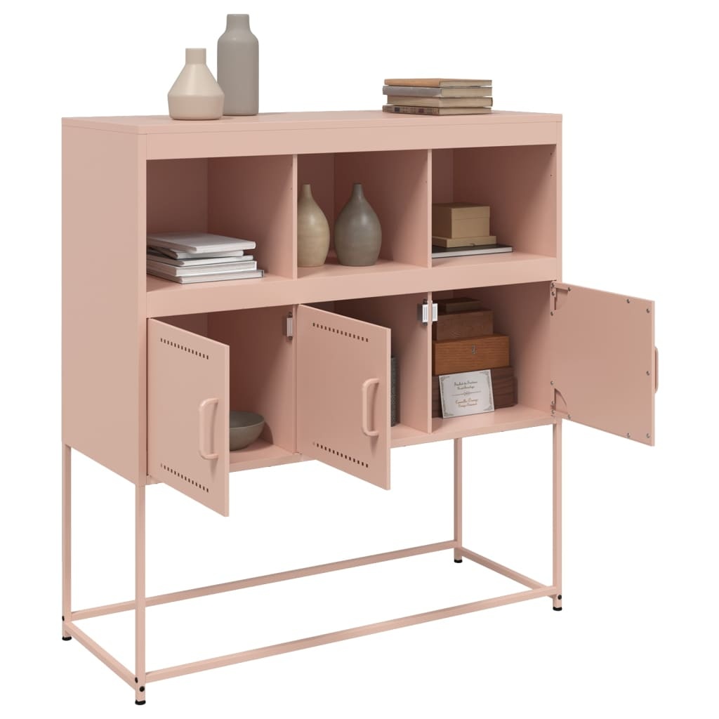 VidaXL Dressoir 100,5x39x107 cm koudgewalst staal roze