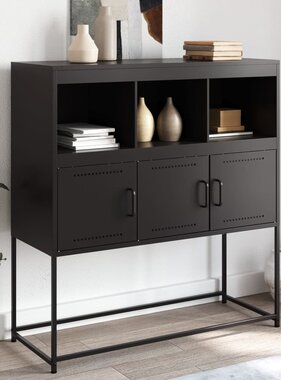 VidaXL Dressoir 100,5x39x107 cm koudgewalst staal zwart