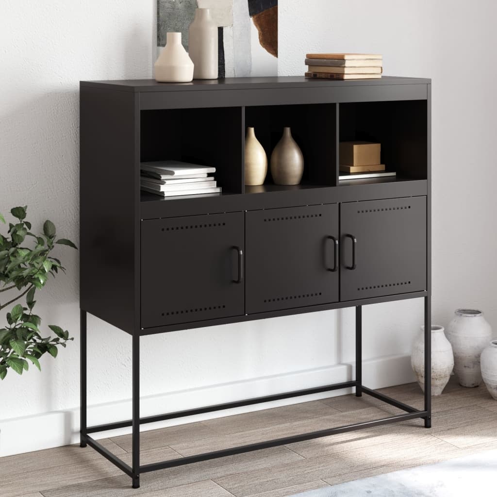 VidaXL Dressoir 100,5x39x107 cm koudgewalst staal zwart