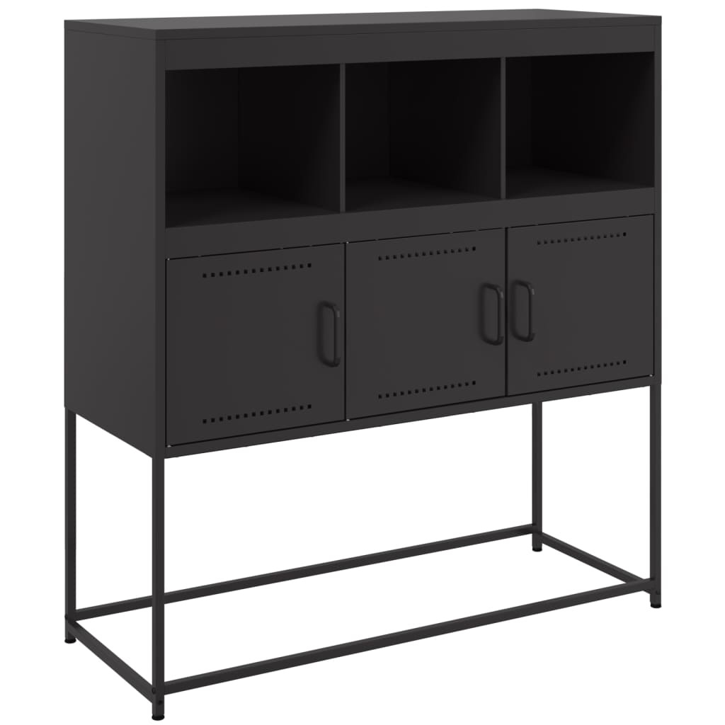 VidaXL Dressoir 100,5x39x107 cm koudgewalst staal zwart