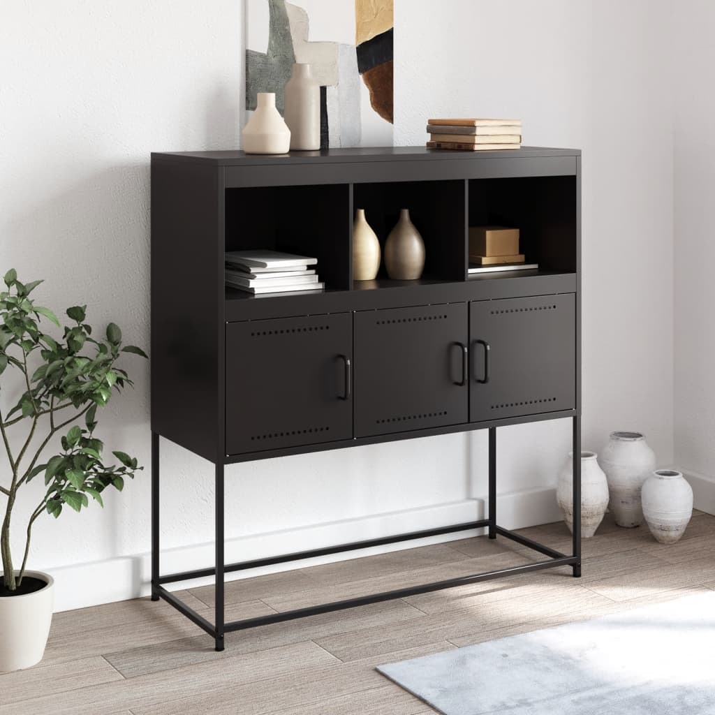 VidaXL Dressoir 100,5x39x107 cm koudgewalst staal zwart