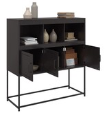 VidaXL Dressoir 100,5x39x107 cm koudgewalst staal zwart