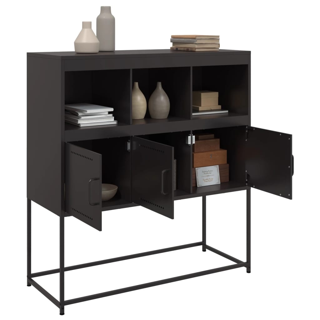 VidaXL Dressoir 100,5x39x107 cm koudgewalst staal zwart