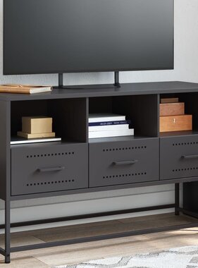 VidaXL Tv-meubel 100,5x39x60,5 cm staal zwart