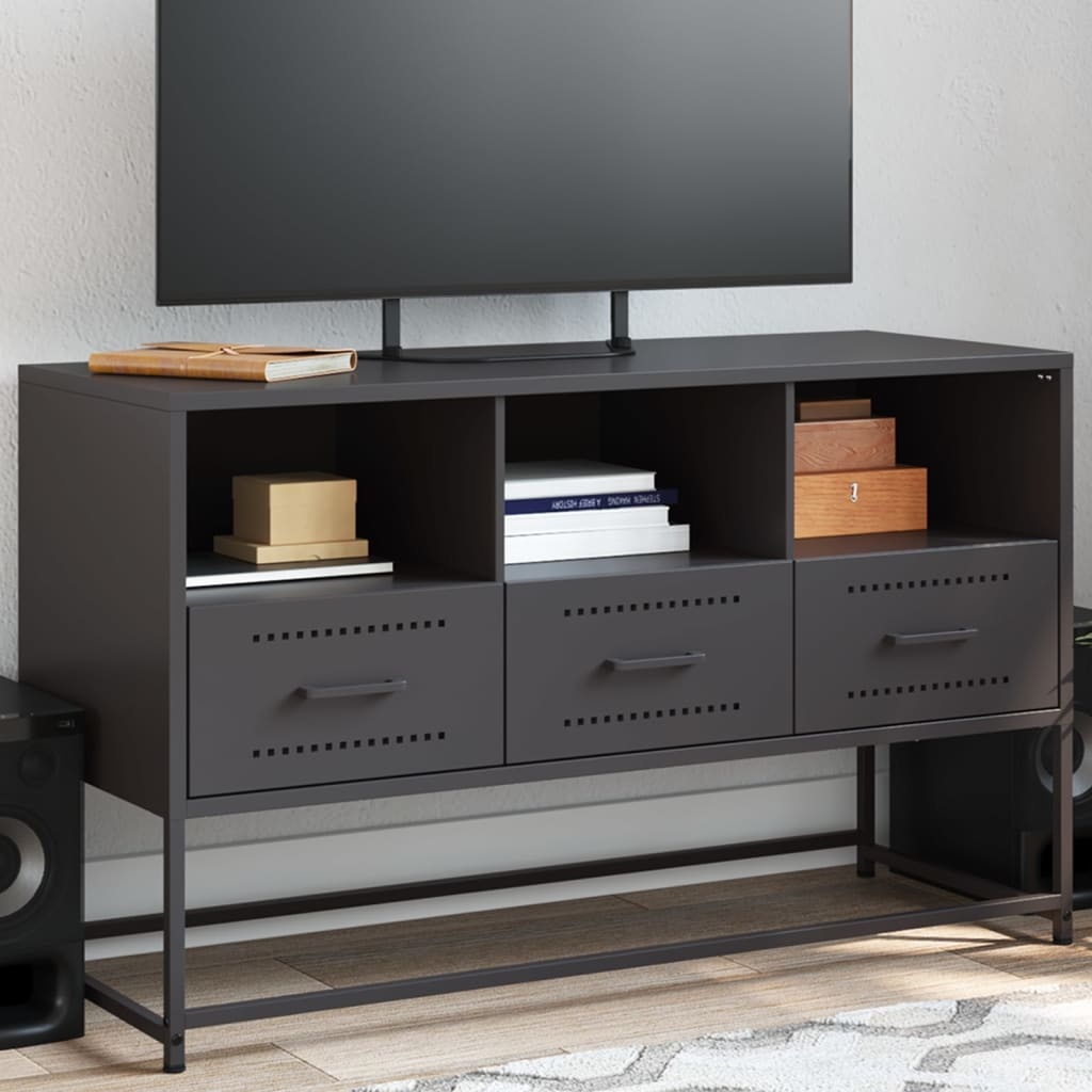 VidaXL Tv-meubel 100,5x39x60,5 cm staal zwart