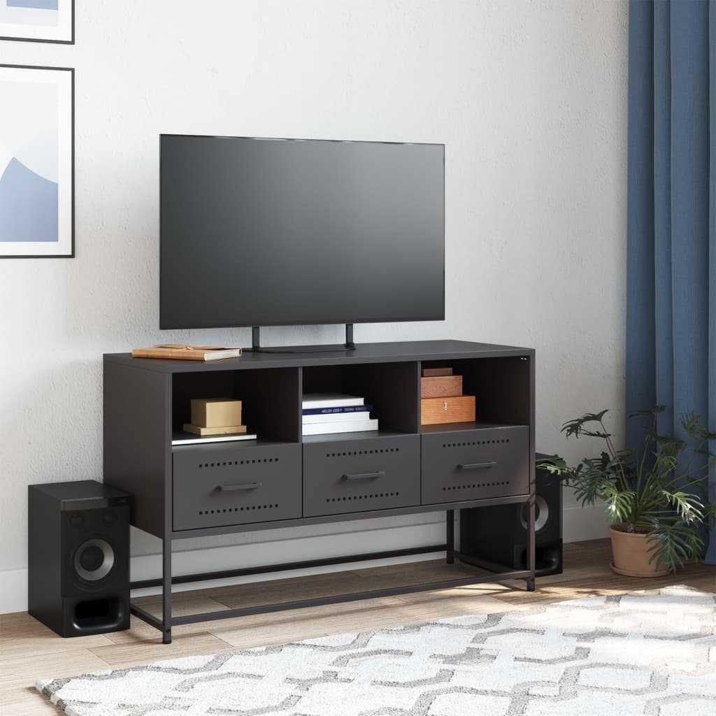 VidaXL Tv-meubel 100,5x39x60,5 cm staal zwart