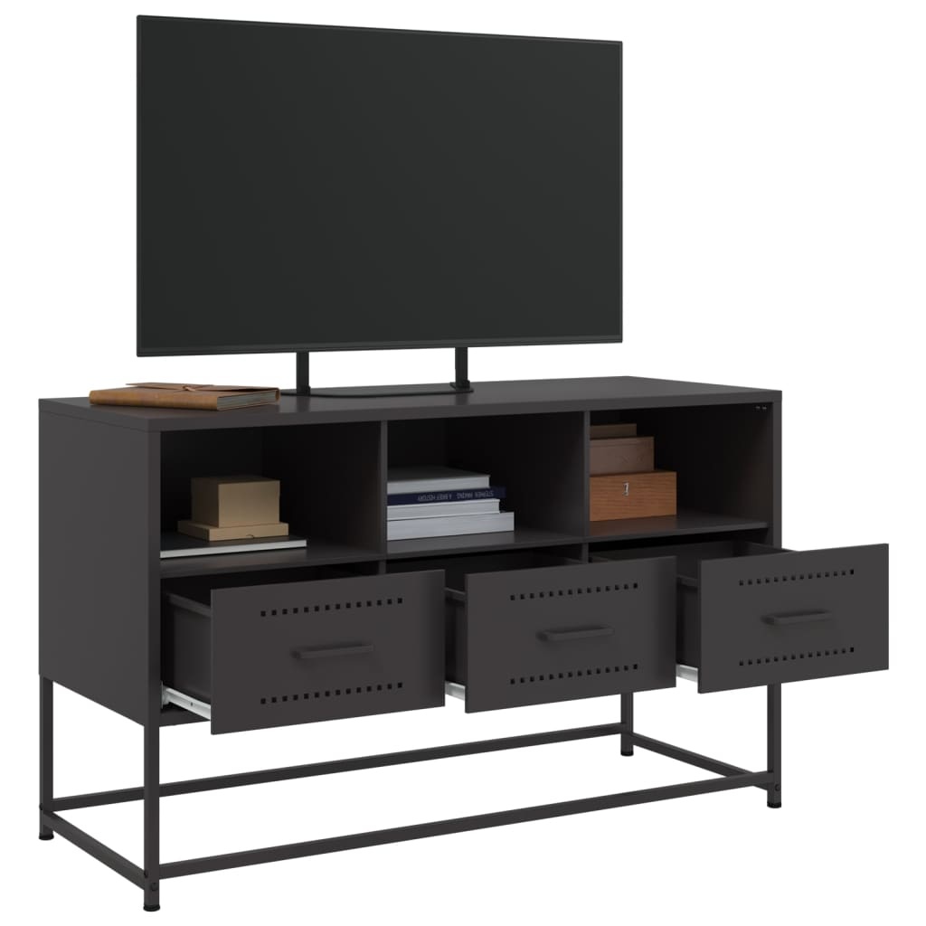 VidaXL Tv-meubel 100,5x39x60,5 cm staal zwart