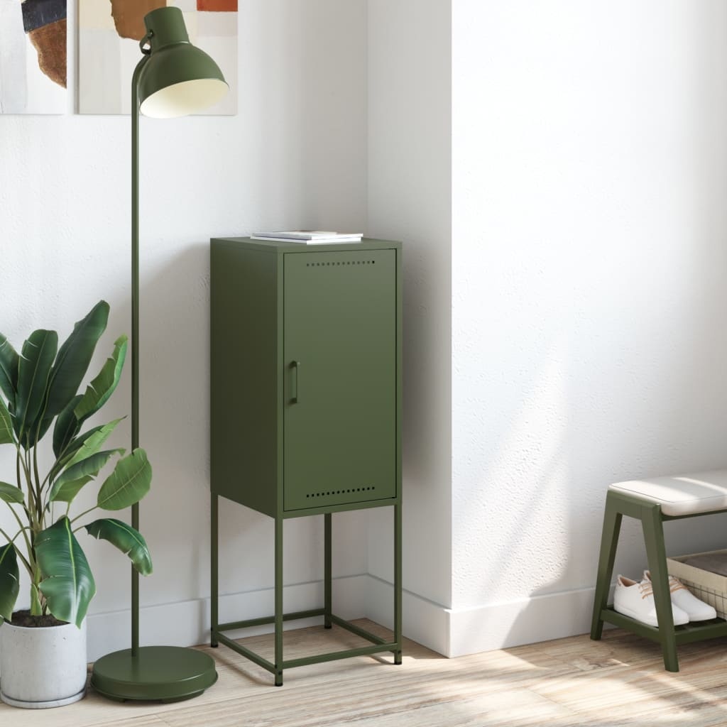 VidaXL Hoge kast 36x39x107 cm staal olijfgroen