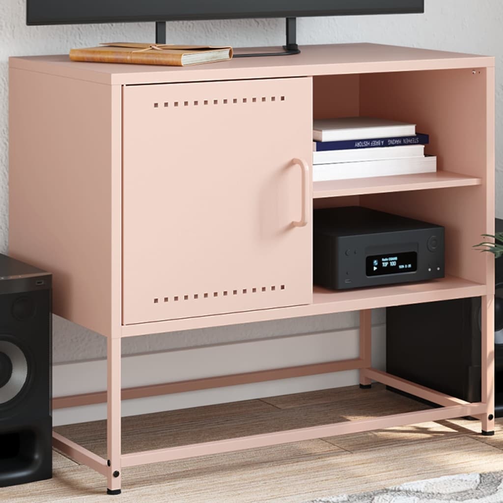 VidaXL Tv-meubel 68x39x60,5 cm staal roze