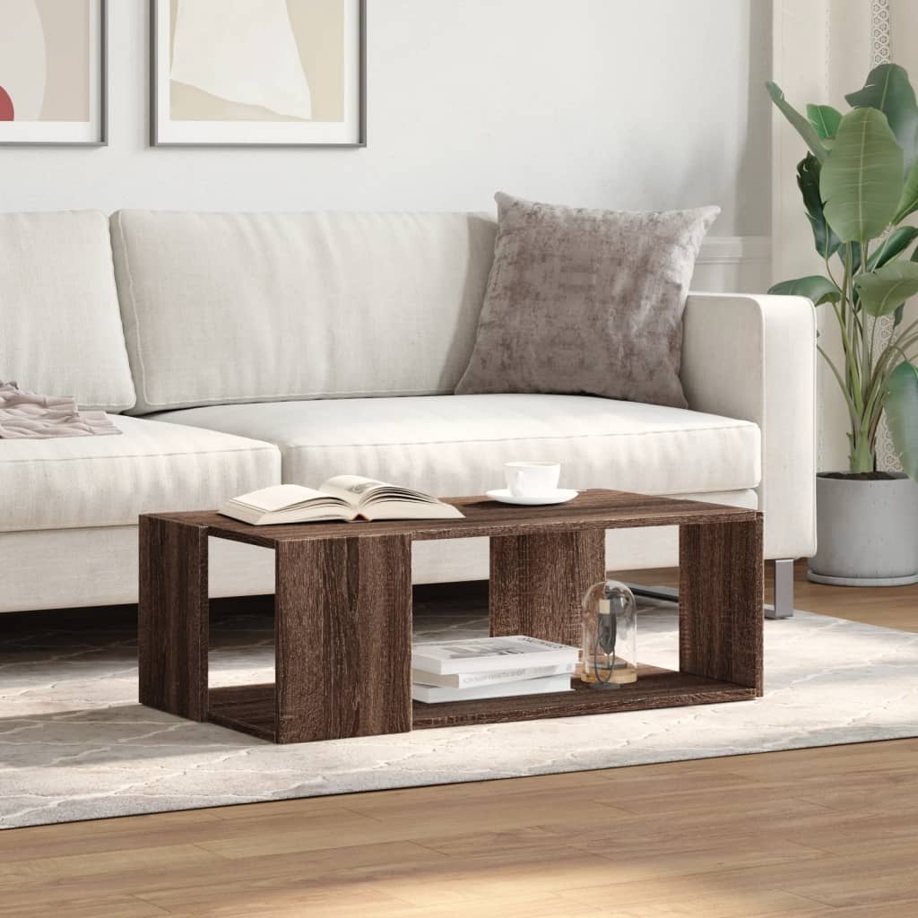 VidaXL Salontafel 89,5x48x30 cm bewerkt hout bruin eikenkleurig