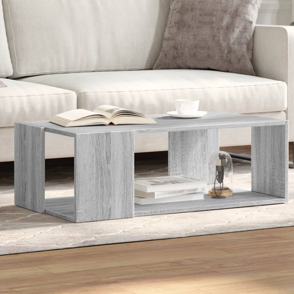 VidaXL Salontafel 89,5x48x30 cm bewerkt hout grijs sonoma eikenkleurig