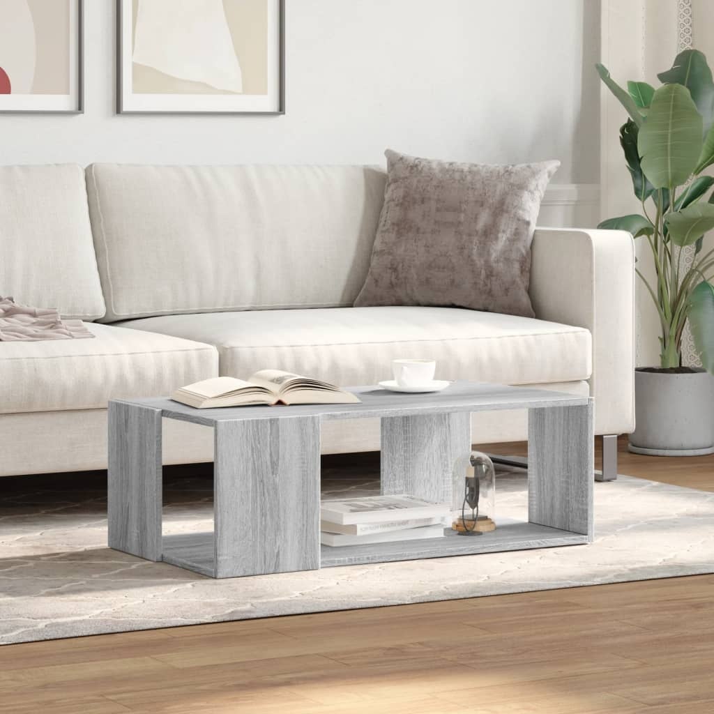 VidaXL Salontafel 89,5x48x30 cm bewerkt hout grijs sonoma eikenkleurig