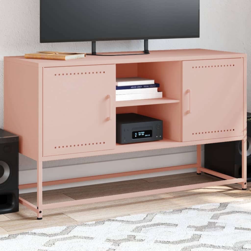 VidaXL Tv-meubel 100,5x39x60,5 cm staal roze
