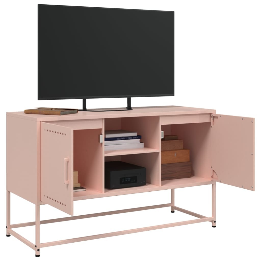 VidaXL Tv-meubel 100,5x39x60,5 cm staal roze