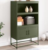 VidaXL Hoge kast 68,5x38,5x123,5 cm staal olijfgroen